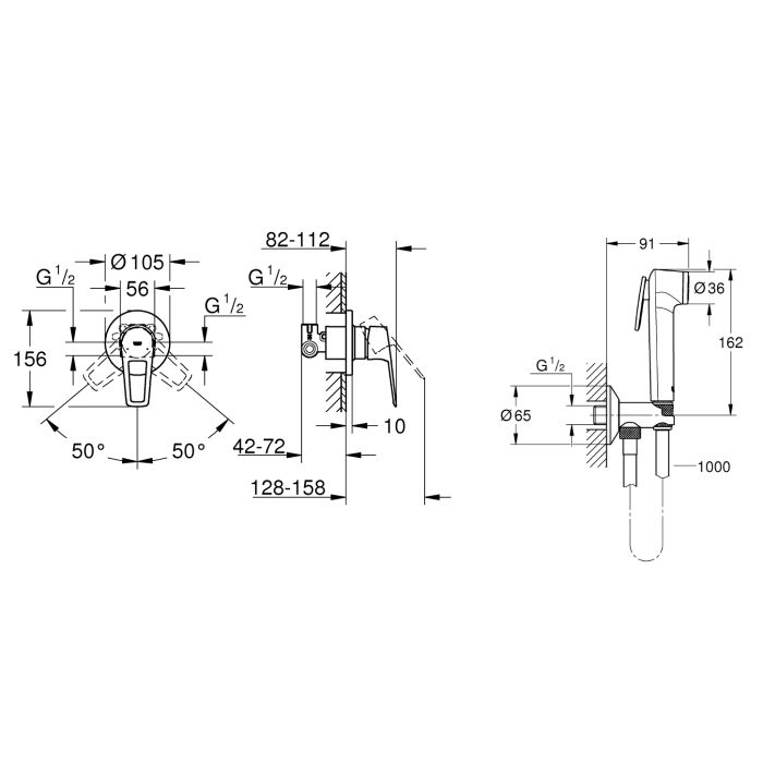 Набір для гігієнічного душу Grohe (29042001+26358000)