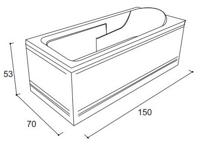 Ванна акрилова ALTEA NEO 150*70*40 см без ніжок, 5мм