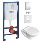Набор инсталляционный: NETKA Rimless подвесной унитаз, сиденье Slim slow-closing, GROHE RAPID SL инсталляция, клавиша хром