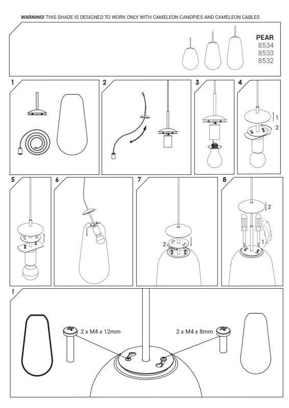8534 Абажур Nowodvorski CAMELEON PEAR S TR/G PL