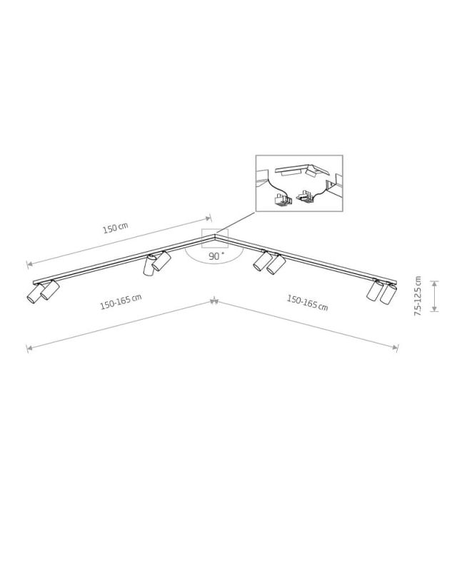 Спот светильник Nowodvorski MONO CORNER VIII 2x150 BLACK/GOLD