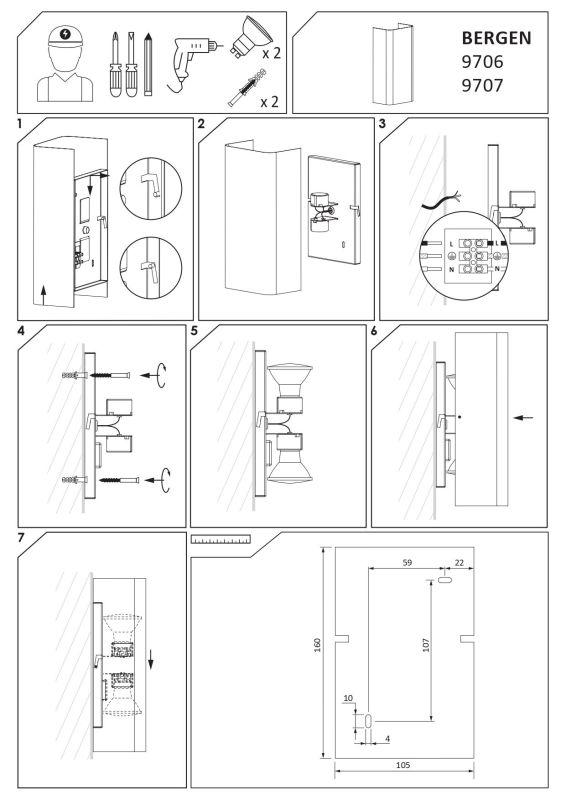 Светильник настенный Nowodvorski BERGEN WHITE