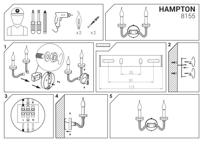 Бра Nowodvorski HAMPTON II