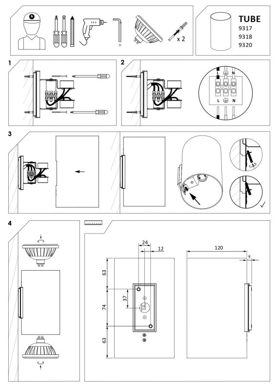 Настінний світильник Nowodvorski TUBE WHITE