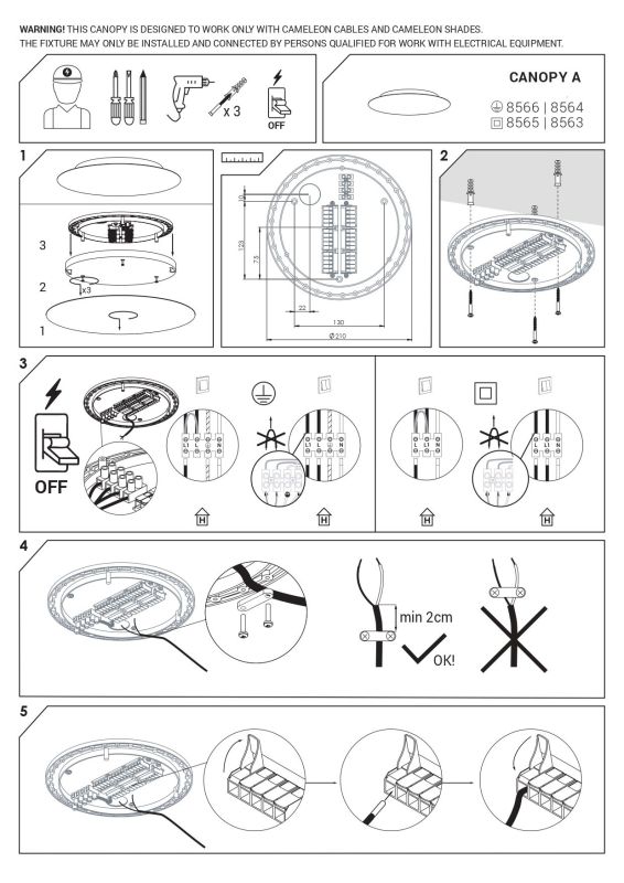 8563 Потолочна основа для світильника CAMELEON CANOPY A BLACK II PL