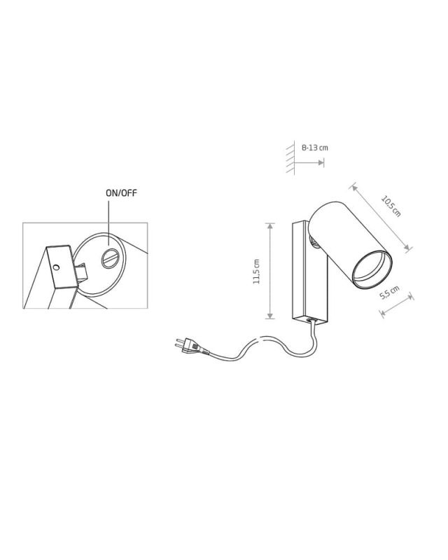 Спот світильник Nowodvorski MONO KINKIET I WHITE Z PRZEWODEM