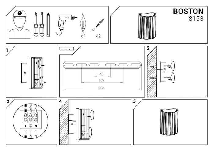 Бра Nowodvorski BOSTON I