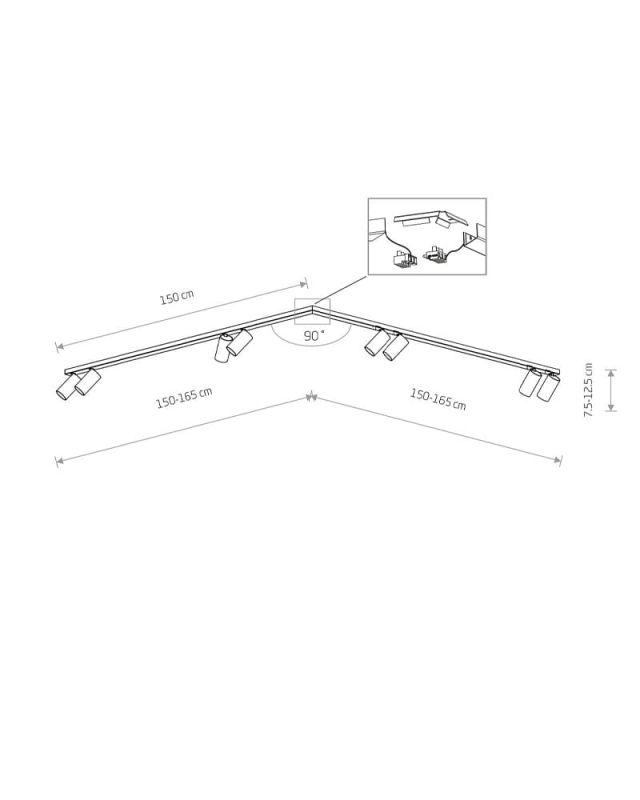 Світильник світильник Nowodvorski MONO CORNER VIII 2x150 WHITE/GOLD