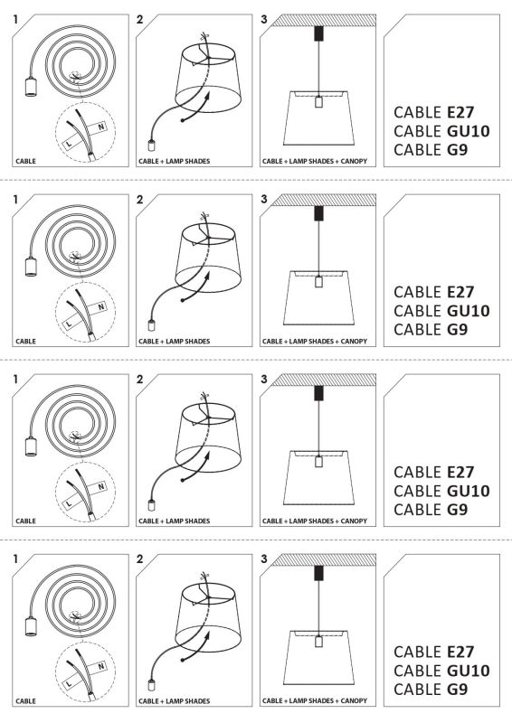 8652 Електричний провід Nowodvorski CAMELEON CABLE E27 2,5 M WH PL