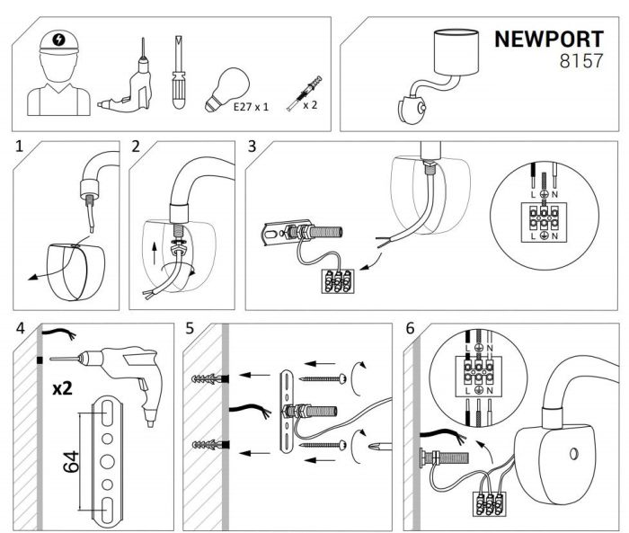 Бра Nowodvorski NEWPORT I