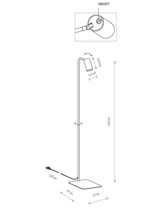 Торшер Nowodvorski MONO FL WHITE/GOLD