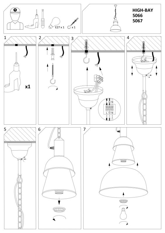 5067 Світильник підвіс Nowodvorski HIGH-BAY BLACK I zwis PL