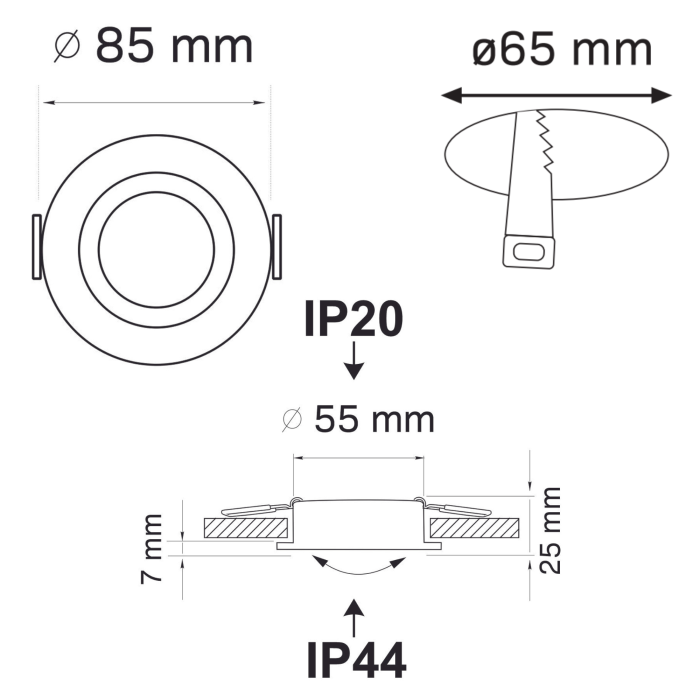 Точковий світильник Goldlux Neptun GU10 1x8W IP44/20 BK