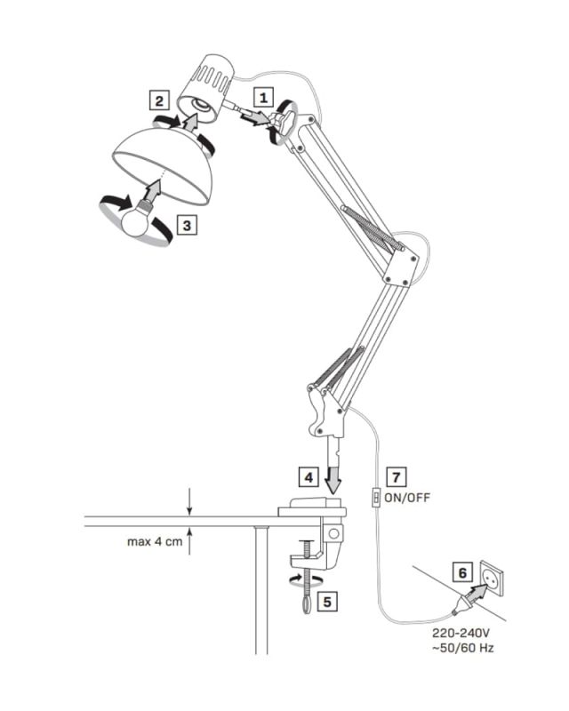Настільна лампа Goldlux E27 10W IP20 чорний