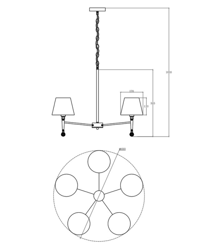 Люстра Edlin PL321168-5 Natano E14 5x12W IP20 хром