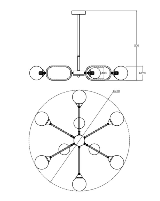 Люстра Edlin PL321159-9 Sonte G9 9x10W IP20 латунний