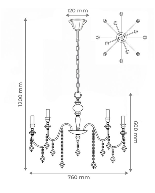 Люстра Edlin PL2416-12 Vanessa E14 12x12W IP20 золотий