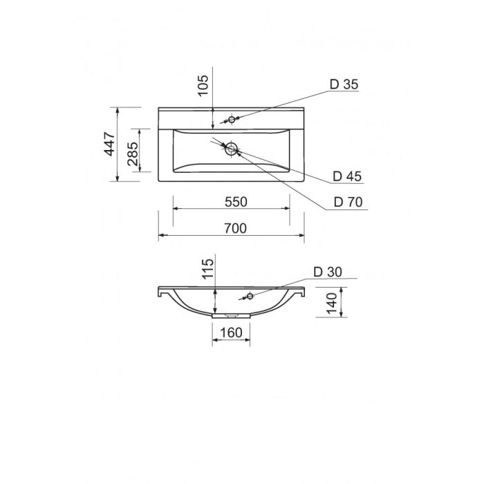 Умивальник Quanto White 70
