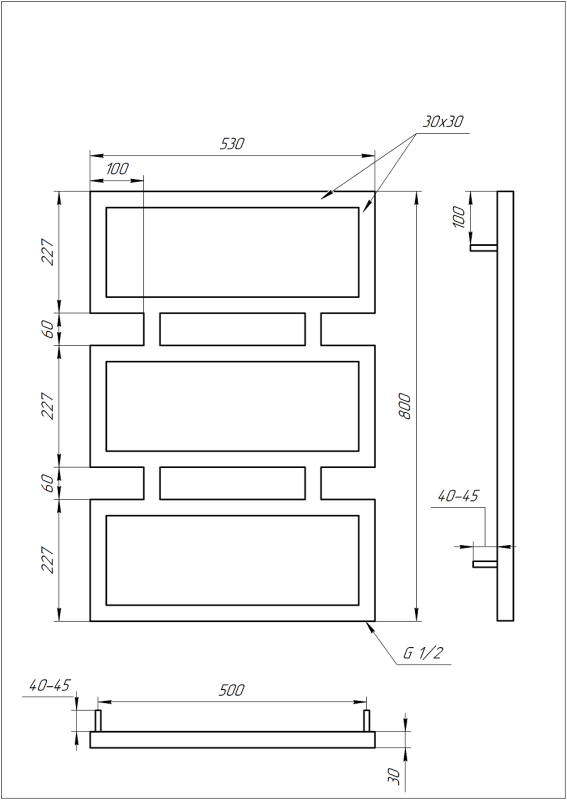Полотенцесушитель GENESIS AQUA Quattro 80x53 электро
