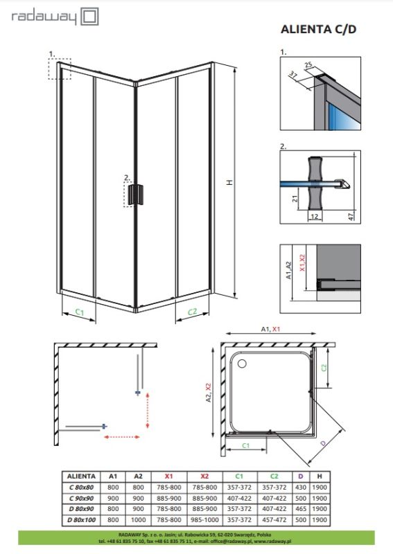 Душова кабіна Radaway Alienta Black C 90х90х190 прозоре скло