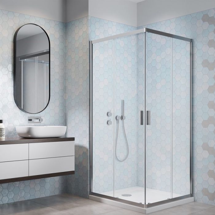 Душова кабіна Radaway Alienta Chrome C 80х80х190 прозоре скло + піддон Tinos + сифон PB50T