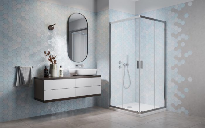 Душевая кабина Radaway Alienta Chrome D 80x100x190 прозрачное стекло + поддон Lupo + сифон 690P