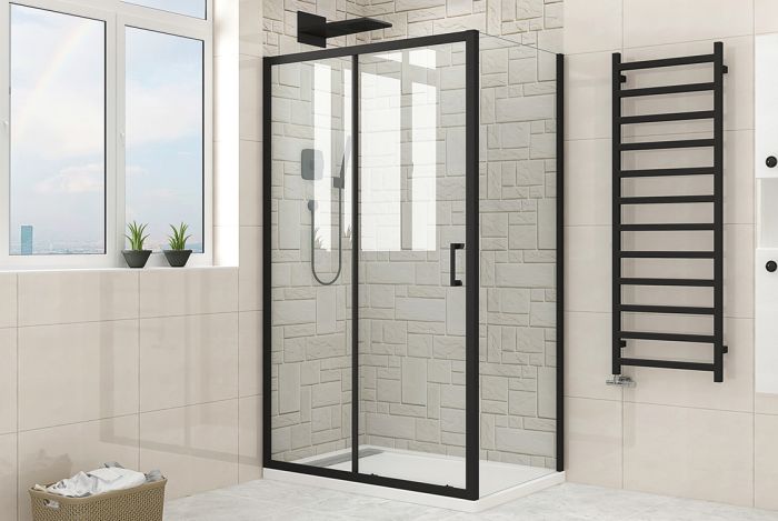 Душова кабіна SANTEH 100x80 чорна, без піддону 38810