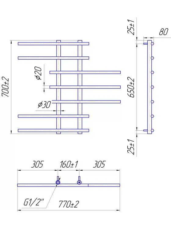 Полотенцесушитель СИМФОНИЯ 700х770/160
