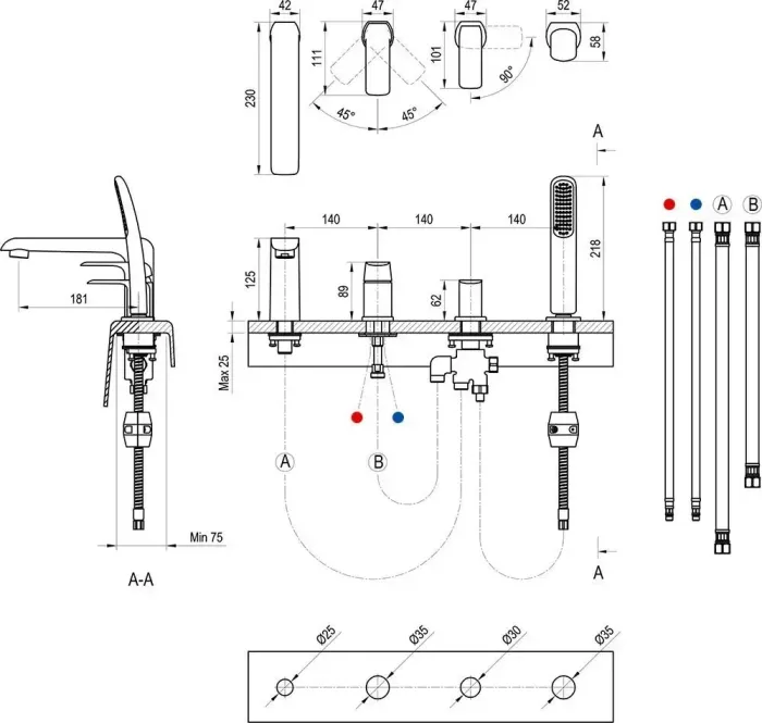 Смеситель для ванны FL 026.20 Flat X070176 RAVAK