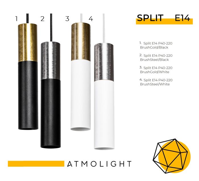 Светильник подвесной Split Е14 P40-220  BrushGold/White