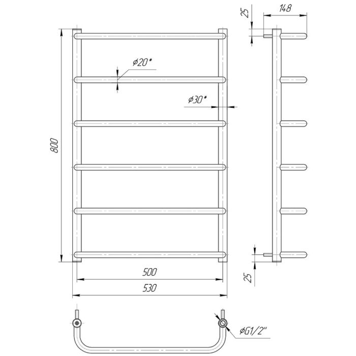 Полотенцесушитель СТАНДАРТ HP 800х500/530