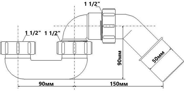 Сифон для поддона McAlpine без слива 11/2х40/50 мм