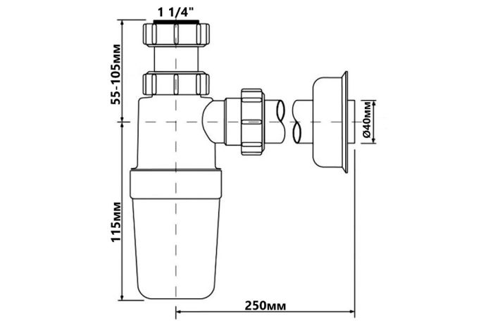 Сифон для умивальника McAlpine 1/4х40 HC2-40 J