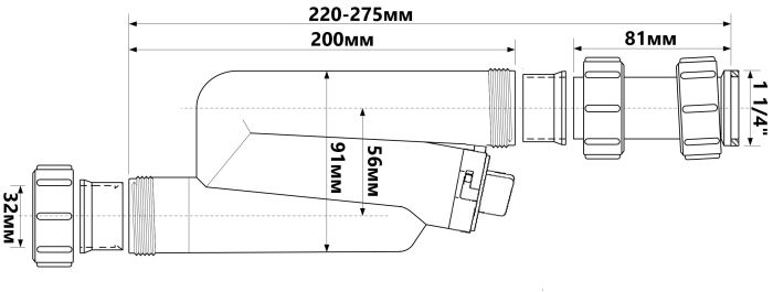 Сифон для умивальника McAlpine вертикальний трубний (11/4х32) з ревізією