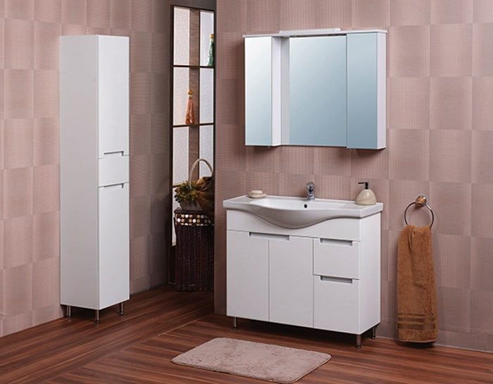 Пенал для ванної Тетріс П-33к білий з корзиною для білизни