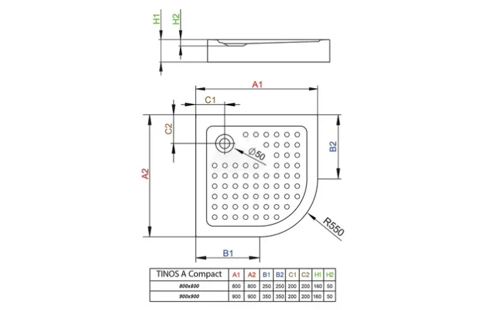 Душова кабіна Radaway Alienta Chrome A 80х80х190 прозоре скло + піддон Tinos + сифон PB50T
