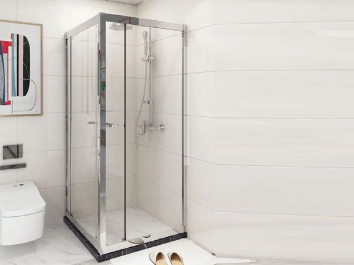 Душова кабіна 90*90 б/п, проф. сатин, скло прозр.(6мм), розсувні всередину ASIGNATURA Tinto