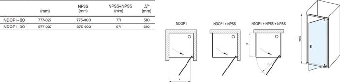 Душевые двери NDOP1 90 Transparent RAVAK