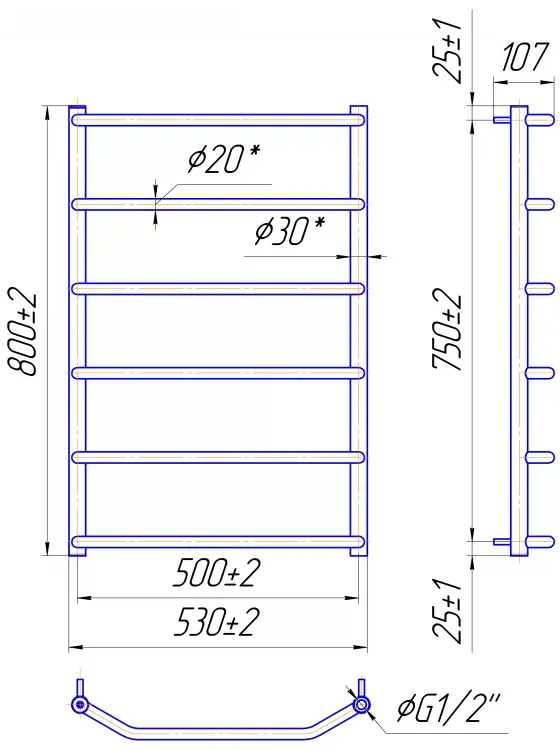 Полотенцесушитель ТРАПЕЦИЯ НР 800х530/500