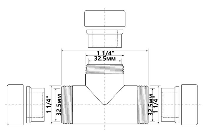 Тройник McAlpine 32х32 мм латунь