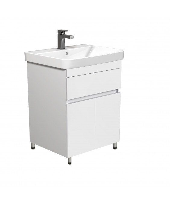 Тумба City White 60 с умывальником Vivace 60 белая на ножках