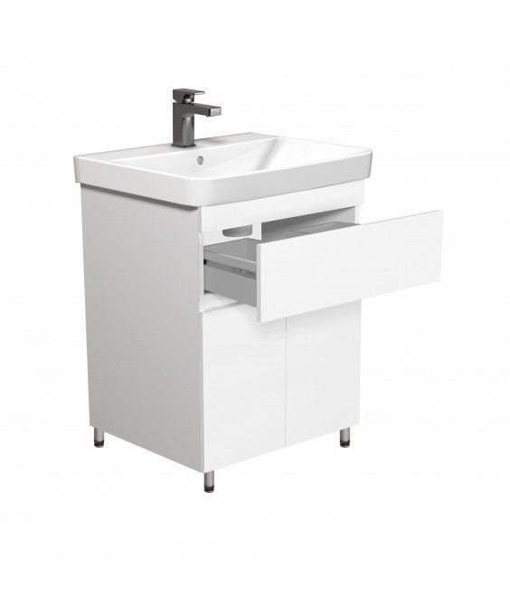 Тумба City White 60 с умывальником Vivace 60 белая на ножках