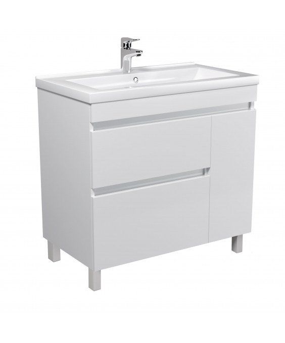 Тумба City White 80-U с умывальником Cosmo 80 напольная/подвесная