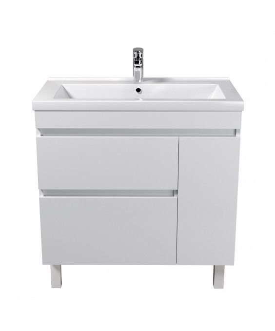 Тумба City White 80-U с умывальником Cosmo 80 напольная/подвесная