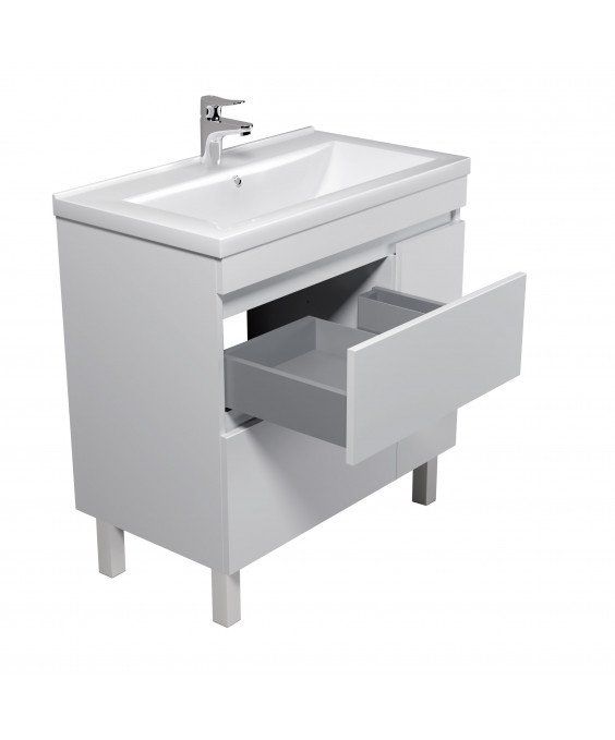 Тумба City White 80-U с умывальником Cosmo 80 напольная/подвесная