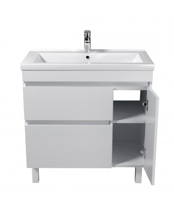 Тумба City White 80-U с умывальником Cosmo 80 напольная/подвесная