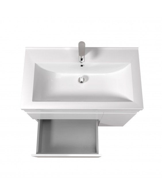 Тумба City White 80-U с умывальником Cosmo 80 напольная/подвесная