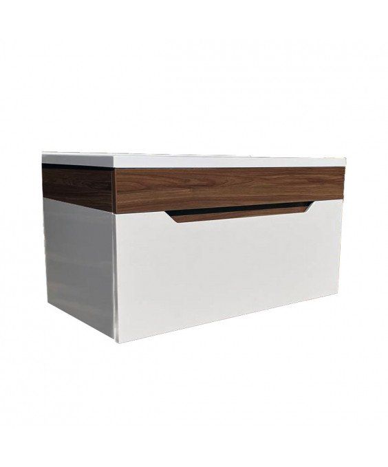 Тумба Colibri 100-А с умывальником Cosmo 100 подвесная французский орех с белым