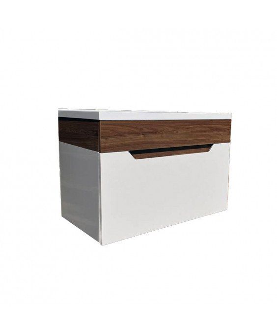 Тумба Colibri 70-А с умывальником Cosmo 70 подвесная французский орех с белым