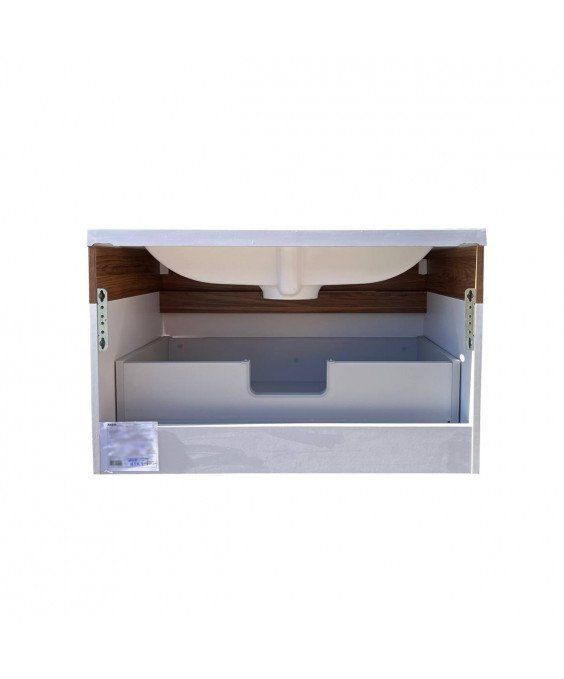 Тумба Colibri 70-А с умывальником Cosmo 70 подвесная французский орех с белым